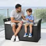 VEVOR Outdoor Storage Bench, 2-Person PE Rattan Storage Bench, 340L Deck Box with Cushion & Side Handles, Supports up to 362kg, 