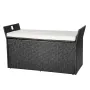Outdoor Storage Bench, 2-Person PE Rattan Storage Bench, 340L Deck Box with Cushion & Side Handles, Supports up to 362kg, Weathe