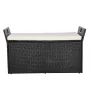 Outdoor Storage Bench, 2-Person PE Rattan Storage Bench, 340L Deck Box with Cushion & Side Handles, Supports up to 362kg, Weathe