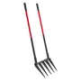 Broad Fork, 5-Tine Pitchfork with Dual Fiberglass Handles, Heavy Duty Garden Fork , Ergonomic U-Shaped Design Broadfork Hand Til