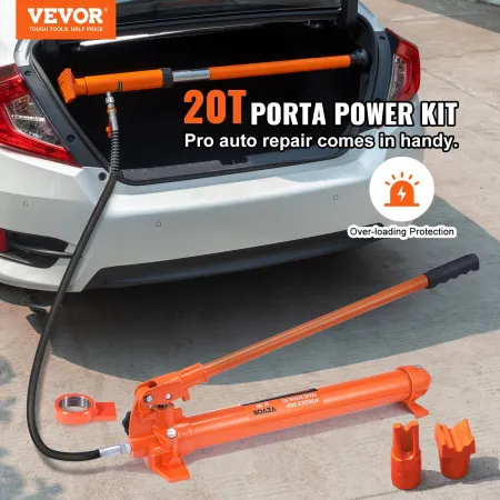 20 Ton Porta Power Kit, Portable Hydraulic Jack with 4.6 ft/1.4 m Oil Hose, Car Frame Repair Tool with Storage Case for Automoti