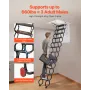Attic Ladder, 660LBS/299.4KG Capacity, Fits 8.5 to 9.4 ft Ceiling Height and 39.4 x 27.5 inch Opening Size, Alloy Steel Pull-Dow