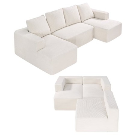 Modulær sektionssofa U -formet sky sofa med chaise og pude beige