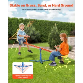 Kids Seesaw, 45.4 kg Load Capacity per Seat, Sit and Spin Teeter Totter with 3-prong Support Legs, Kids Outdoor Playground Equip