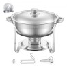 5 QT 2 Pack Round Chafing Dish Buffet Set i fuld størrelse pan rustfrit stål