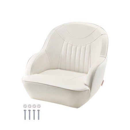 Boat Seat Low Backrest PVC Leather Captain Bucket Seat White