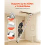 Attic Ladder, 375LBS / 170KG Capacity, 9.8 to 10.3 ft / 3 to 3.13 m Height Adjustable, Multi-Purpose Foldable Aluminium Attic St