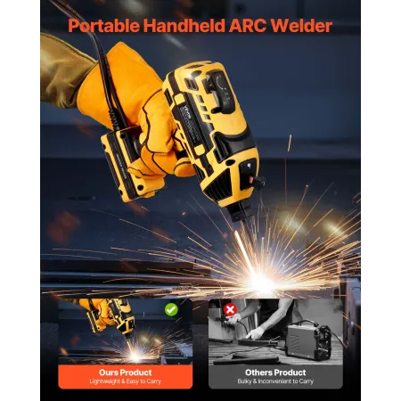 Portable Handheld Welding Machine, 20 - 120A Portable ARC Welder with 5-Level Current Adjustment & IGBT Inverter, Handheld Stick