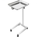 Mayo Tray Stainless Steel Mayo Stand 18x14 Inch Trolley Mayo Tray Stand Adjustable Height 32-51 Inch Instrument Tray w/