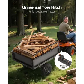 VEVOR Have Utility Trailer, 10 Cu. Ft & 227 kg kapacitet, ATV UTV trækvogn, bugsering bag ståldumpervogn med 14" dæk, H