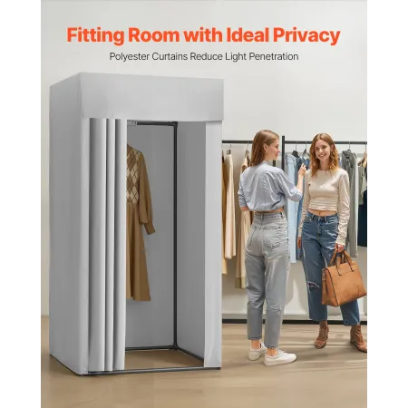 Fitting Room, Dressing Room with Thick Polyester Curtains, Privacy Space with Shading Curtain and a Hook, for Boutique, Mall, Ta