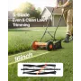 Push Reel Lawn Mower 40 cm, 5 Blades Manual Push Mower No Motor, 15-45 mm Adjustable Cutting Height, Walk-Behind Lawn Mowers wit