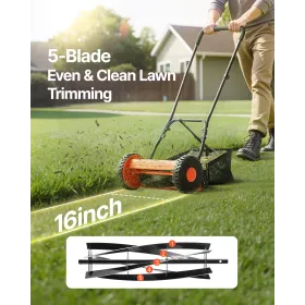 Push Reel Plæneklipper 40 cm, 5 knive Manuel Push Plæneklipper