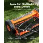 Push Reel Lawn Mower 40 cm, 5 Blades Manual Push Mower No Motor, 15-45 mm Adjustable Cutting Height, Walk-Behind Lawn Mowers wit