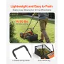 Push Reel Lawn Mower 40 cm, 5 Blades Manual Push Mower No Motor, 15-45 mm Adjustable Cutting Height, Walk-Behind Lawn Mowers wit