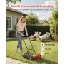 Push Reel Lawn Mower 40 cm, 5 Blades Manual Push Mower No Motor, 15-45 mm Adjustable Cutting Height, Walk-Behind Lawn Mowers wit