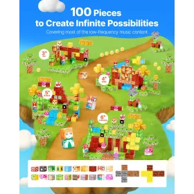 VEVOR magnetblokke, 100 STK magnetblokke sæt, magnetiske byggeterninger til børn, STEM Montessori sanselegetøj til jul B