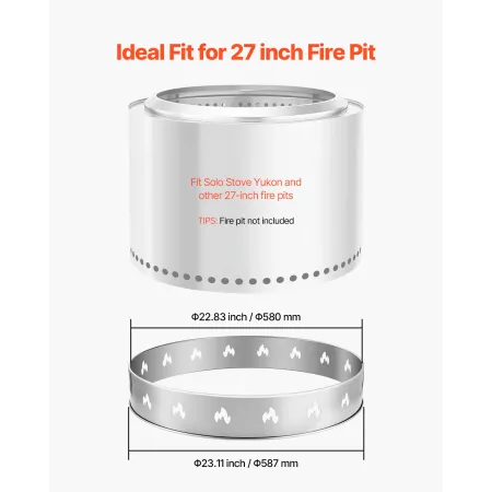 VEVOR Fire Pit Stand til Solo Komfur Bål, 68,6 cm Røgfri Fire Pit Ring, Rustfrit stål Pejs Komfur Ranger Support Fra