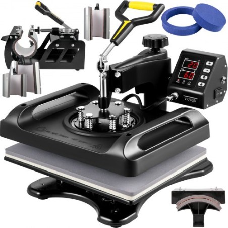 Heat Press Machine 12 x 15 tommer 8 i 1 varmepresse 360â ° Rotation Swing Away Black Heat Press 1000W Sublimation Machine 8 i 1