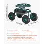  Rolling Garden Cart with Swivel Seat, Heavy Duty Garden Seat with Storage Basket & Tool Tray, 300 lbs Weight Capacity, Outdoor 