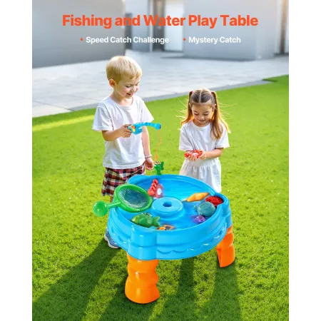 VEVOR Water Table for Toddlers, Kids Activity Sensory Table, Fish 'n Splash Water Playset with 9PCS Toy Accessories, Summer Wate