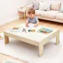 Train Table, 120 Multicolor Pieces Wooden Kids Activity Table with Collapsible Storage Bin, 3-in-1 Wooden Train Set for Gaming, 