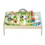 Train Table, 120 Multicolor Pieces Wooden Kids Activity Table with Collapsible Storage Bin, 3-in-1 Wooden Train Set for Gaming, 