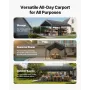 Carport, 10 x 20 FT udendørs biloverdækning, drikkelig carport