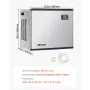 kommerciel ismaskine - hoved, 249,5 kg/dag ismaskine i rustfrit