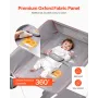 Baby Changing Table, Foldable Diaper Change Station with Side Basket, Adjustable Height Portable Changing Table with Lockable Wh