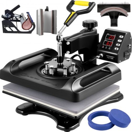 Heat Press Machine 12 x 15 Inch 6 In 1 Heat Press 360Â° Rotation Swing Away Heat Press 1000W Sublimation Machine 6 In 1 Black