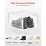 Shoe Storage Boxes, 12 Pack Clear Stackable Shoe Boxes Storage Organizers with Magnetic Door, Fit up to US Size 13, Plastic Snea