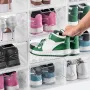 Shoe Storage Boxes, 12 Pack Clear Stackable Shoe Boxes Storage Organizers with Magnetic Door, Fit up to US Size 13, Plastic Snea