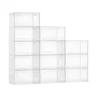 Shoe Storage Boxes, 12 Pack Clear Stackable Shoe Boxes Storage Organizers with Magnetic Door, Fit up to US Size 13, Plastic Snea