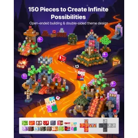 Magnetic Blocks, 150 PCS Dark Castle Set, Magnetic Building Cubes for Kids, STEM Montessori Sensory Toys for Christmas Birthday 