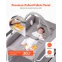puslebord, foldbar bleskiftestation med 2 stofskuffer, sidekurv