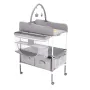 Baby Changing Table, Foldable Diaper Change Station with 2 Fabric Drawers, Side Basket & Hanging Rod, Adjustable Height Portable