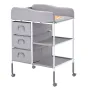 Baby Changing Table, Portable Diaper Change Station with 3 Fabric Drawers and Lockable Wheels, Adjustable Height Multi-Functiona
