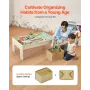 VEVOR Train Table, 84 Multicolor Pieces Wooden Kids Activity Table with Collapsible Storage Bin, 3-in-1 Wooden Train Set for Gam