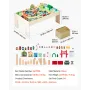 VEVOR Train Table, 84 Multicolor Pieces Wooden Kids Activity Table with Collapsible Storage Bin, 3-in-1 Wooden Train Set for Gam