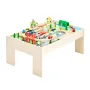 VEVOR Train Table, 84 Multicolor Pieces Wooden Kids Activity Table with Collapsible Storage Bin, 3-in-1 Wooden Train Set for Gam
