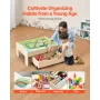 VEVOR Train Table, 100 Multicolor Pieces Wooden Kids Activity Table with Rolling Storage Drawer, 3-in-1 Wooden Train Set for Gam