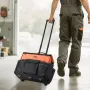 Rolling Tool Bag, 110 lbs Load Capacity, 27 Pockets Heavy Duty Roller Tool Bag on Wheels, Adjustable Telescoping Handle & Stable
