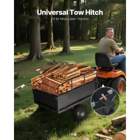 VEVOR Garden Utility Trailer, 17 Cu. Ft & 272 kg kapacitet, ATV UTV trækvogn, bugsering bag ståldumpervogn med 16" dæk, H