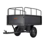 Garden Utility Trailer, 17 Cu. Ft & 272 kg Capacity, ATV UTV Hauling Trailer, Tow Behind Steel Dump Cart with 16" Tires, Hand Pu