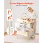 Baby Changing Table, Foldable Diaper Change Station with 2 Fabric Drawers, Side Basket & Hanging Rod, Adjustable Height Portable