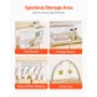 Baby Changing Table, Foldable Diaper Change Station with 2 Fabric Drawers, Side Basket & Hanging Rod, Adjustable Height Portable