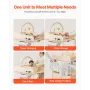 Baby Changing Table, Foldable Diaper Change Station with 2 Fabric Drawers, Side Basket & Hanging Rod, Adjustable Height Portable