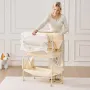 Baby Changing Table, Foldable Diaper Change Station with 2 Fabric Drawers, Side Basket & Hanging Rod, Adjustable Height Portable