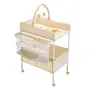 Baby Changing Table, Foldable Diaper Change Station with 2 Fabric Drawers, Side Basket & Hanging Rod, Adjustable Height Portable